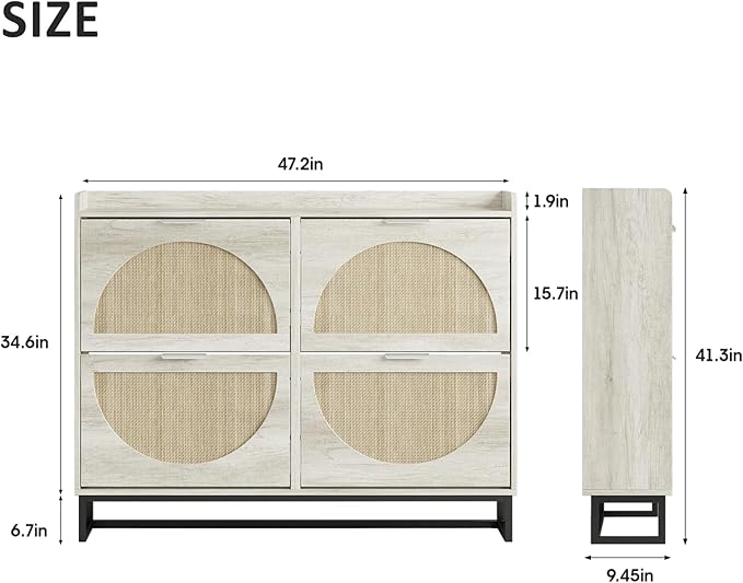 Maupvit Large Rattan Shoe Storage Cabinet - Image 2