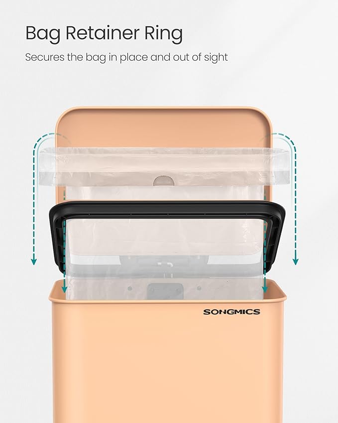 SONGMICS Kitchen Trash Can, 10.5 Gallon Garbage Can, Large Step Trash Bin - Image 5