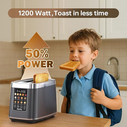 Mecity 2 Slice Toaster with Touch Screen & Auto Lift, Stainless Steel - Image 5