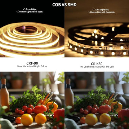 BUNACET COB LED Strip Lights, Bright COB LED Lights 20ft LED 3000K Cool White - Image 4