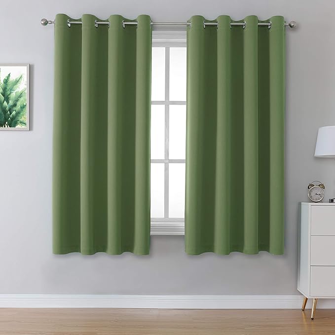 DUALIFE Sage Green Solid Curtains by DUALIFE