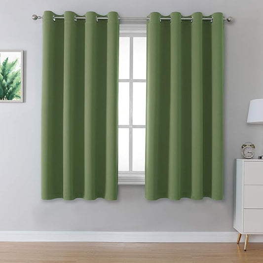 DUALIFE Sage Green Solid Curtains by DUALIFE