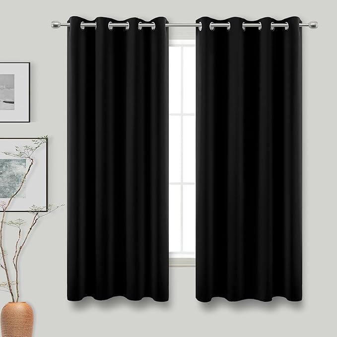 KOUFALL Black Out Curtains 63 Inch Long, 52x63 Length Grommet Blackout Room - Image 2