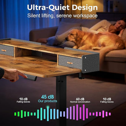Electric Standing Desk with Drawers, 55 Inch Height Adjustable Desk with Power - Image 9