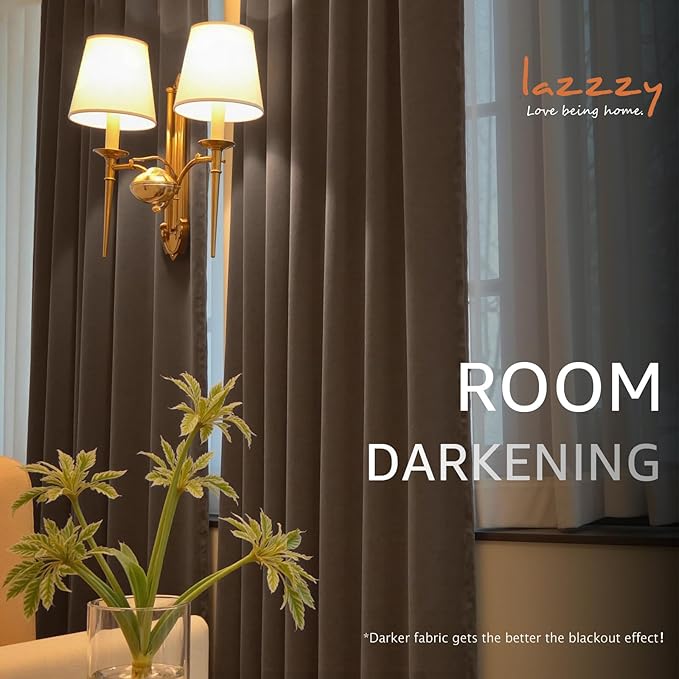 Lazzzy Velvet Blackout Curtains Thermal Insulated Room Window Drapes Super Soft - Image 7