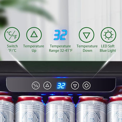 Kalamera Beverage Refrigerator, 24 inch Under Counter Drink Cooler - Image 5