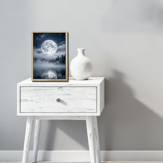 URVIP LED Glowing Photo Frame, 3D Starry-Sky Moon Lake Misty Forest Wall Art - Image 5