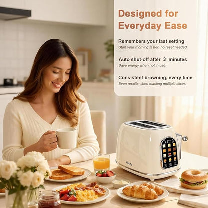 Mecity Toaster 2 Slice, Touch Screen Wide Slot Retro Toaster - Image 5