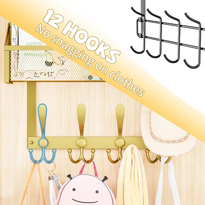 Kaiferty Over The Door Hooks Organizer, Coat Rack Over The Door Storage Hanger - Image 4