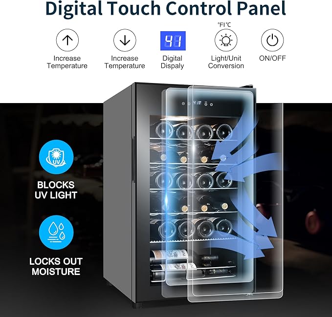 24 Bottles Wine Cooler Refrigerator, Small Wine Fridge Mini Wine Fridge - Image 5
