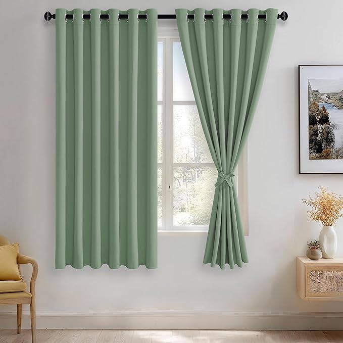 JIUZHEN Light Sage Blackout Curtains by JIUZHEN