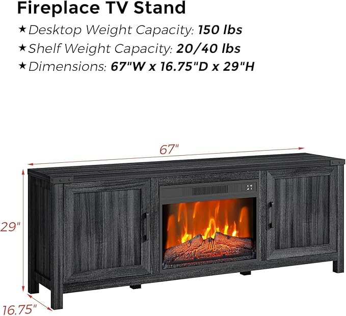Electric Fireplace, Fireplace TV Stand - Image 7