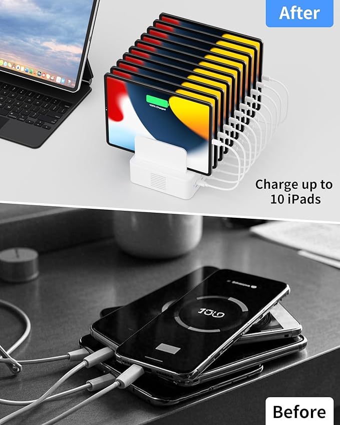 100W Charging Station for Multiple Devices, 10-Port USB Fast Charging Station - Image 6
