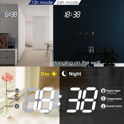 KOSUMOSU Wall Clock 15" 3D LED Digital Clock - Image 5