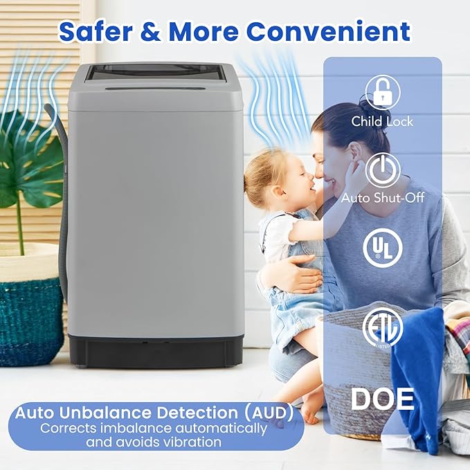 COSTWAY Portable Washing Machine, 11 LBS Full Automatic Portable Washer - Image 6