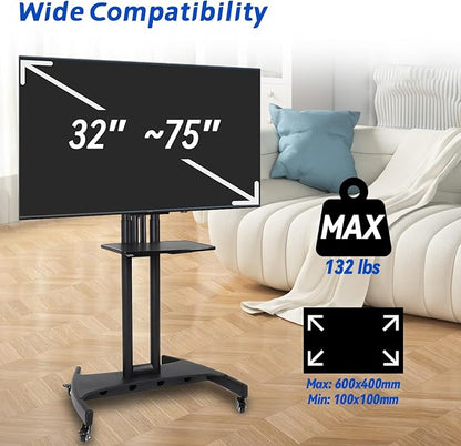 GCCSJ Rolling TV Stand with Adjustable Shelf，Portable TV Stand on Wheels - Image 6