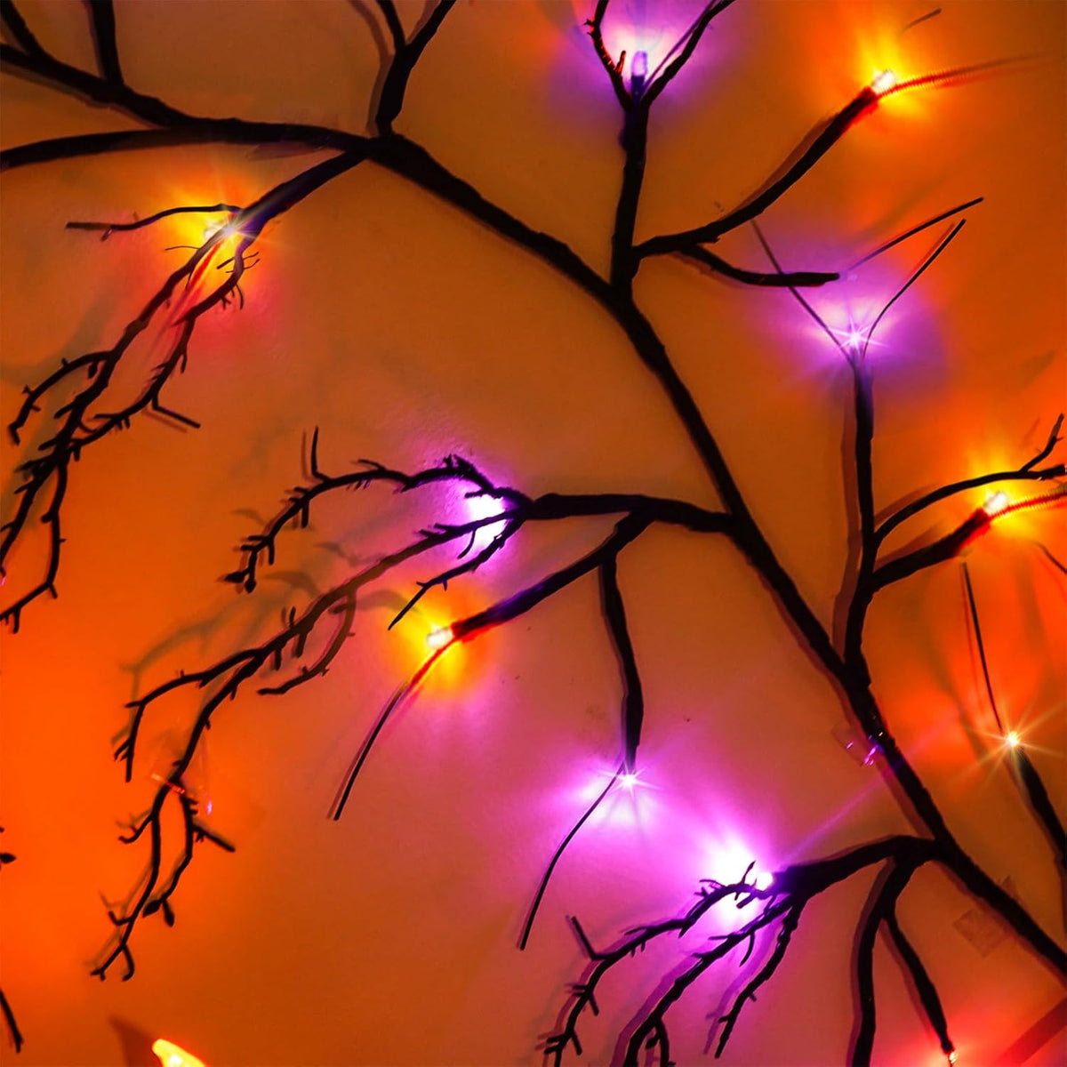 [8 Modes & Timer] 9 Ft 72 LED Halloween Willow Vine Twig Garland with Ora...