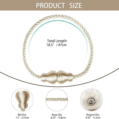 Nieffeiy Magnetic Curtain Tiebacks Outdoor Curtain Tie Backs Rope Decorative - Image 2