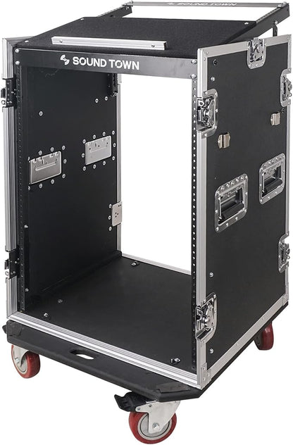 Sound Town Heavy-Duty 1/2" Plywood 16U PA DJ Pro Audio Rack/Road ATA Case - Image 3
