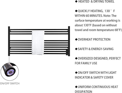 HEATGENE Towel Warmer 10 Bar Towel Dryer Wall-Mounted Plug-in Bath Towel Heater - Image 4
