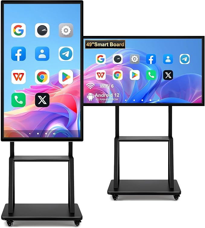 49" Smart Board, 8+64GB Electronic Whiteboard, Touchscreen Digital Whiteboard by OmninexHub