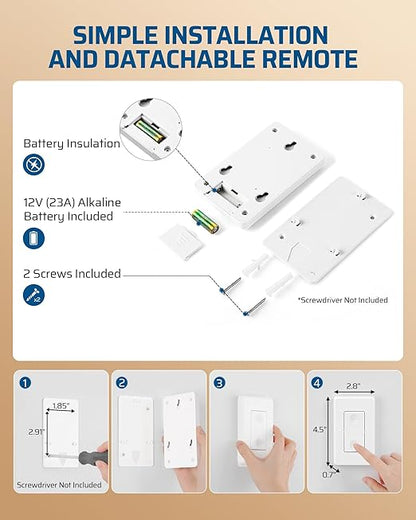 DEWENWILS Remote Control Outlet Wireless Wall Mounted Light Switch, Electrical - Image 7