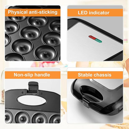 2025 Mini Donut Maker Machine for Home, Kid-Friendly 16-Hole Electric Doughnut - Image 4