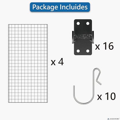 NACETURE Grid Wall Panels- 4 Pcs 2x4 ft Black Grid Wall Panel Display - Image 8