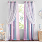 NICETOWN Curtains for Girls Bedroom Kids Curtain Star Cutout Rainbow Curtain for Girls Room Decor Window Nursery Curtain 84 inches Long Grommet, 2 Panels, W42 x L84, Purple & Blue & Pink