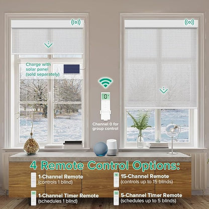 Kilonity Motorized Roller Shades, Light Filtering Remote Control Custom Window - Image 2