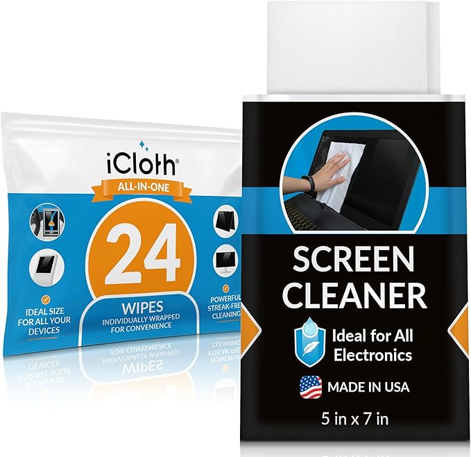 Screen Cleaner Wipes by iCloth – Individually Wrapped – Travel Size – by iCloth