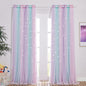 NICETOWN Baby Room Decor, White Gauze & Blackout Drapes Assembled, Star Cut Romantic and Colorful Curtains with Versatile Styling Options for Birthday Party (Blue & Purple & Pink, Each is W52 x L84)
