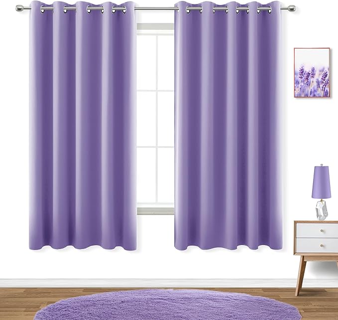 KOUFALL Lavender Curtains for Bedroom Girls 2 Panels Set Blackout Light by KOUFALL