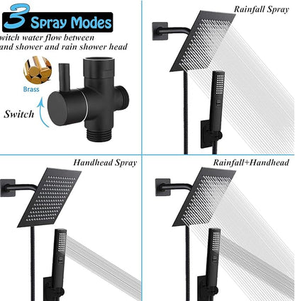 6'' Square High Pressure Rain Black Shower Heads - Image 5