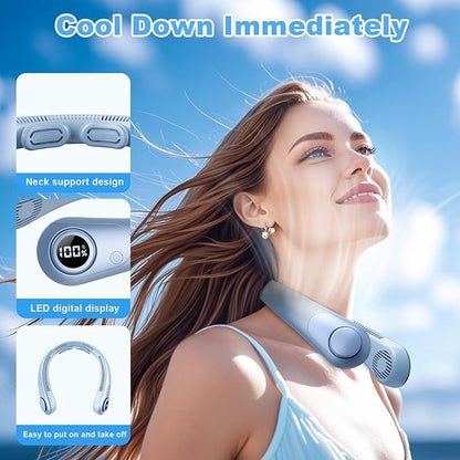 Portable Neck Fan that Blow Cold Air, LED Display, Rechargeable Hands-Free - Image 2