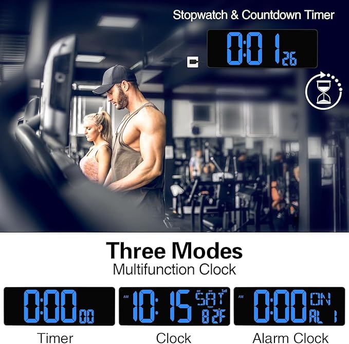 XREXS Large Digital Wall Clock WiFi Sync, 16.5 in Large Display Wall Clock - Image 5
