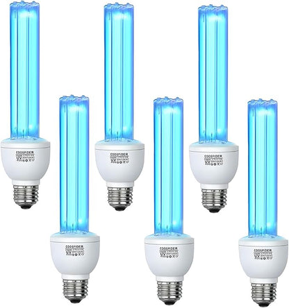 6 Pack 25 Watts UVC Light Bulb Ozone Free, Replacement UV Light Bulb by COOSPIDERUV