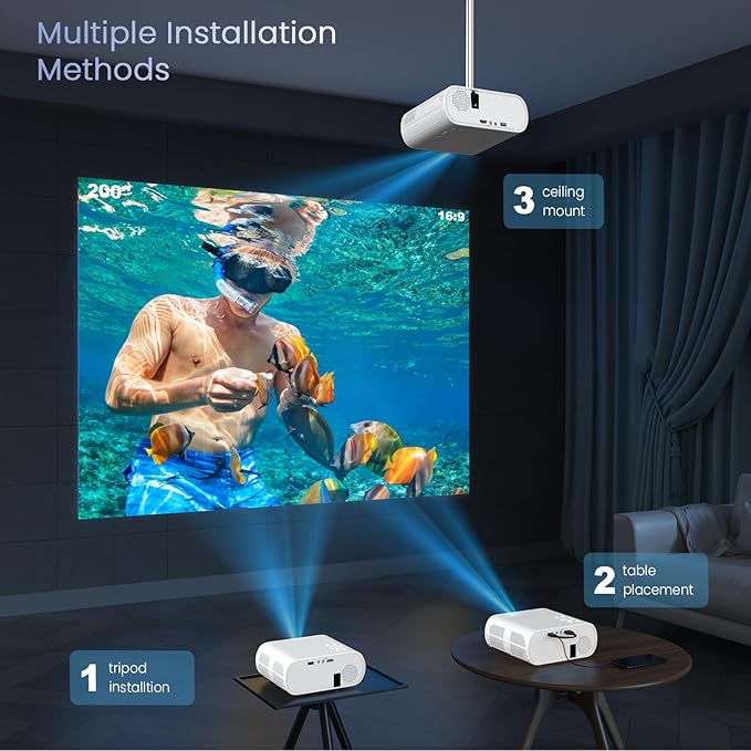 HOMPOW Projector, Native 1080P Full HD Bluetooth Projector - Image 8