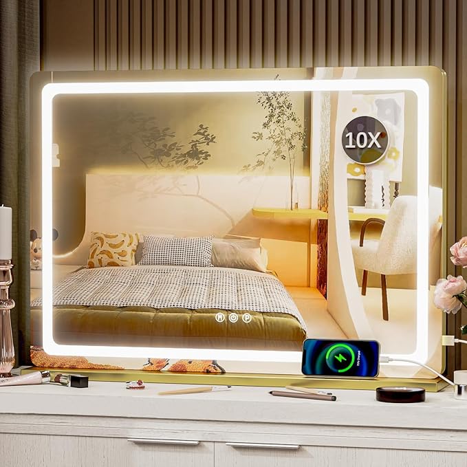 Makeup Vanity Mirror with USB Charging Port 24" x 19" Large LED Makeup Mirror - Image 6