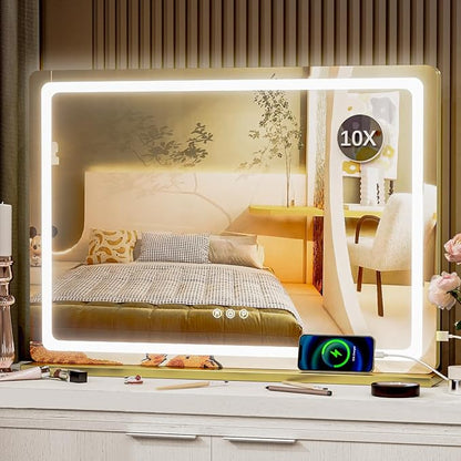 Makeup Vanity Mirror with USB Charging Port 24" x 19" Large LED Makeup Mirror - Image 6