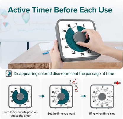 Secura 7.5 Inch Visual Timer, 60 Minute Visual Oversize Countdown Timer - Image 3