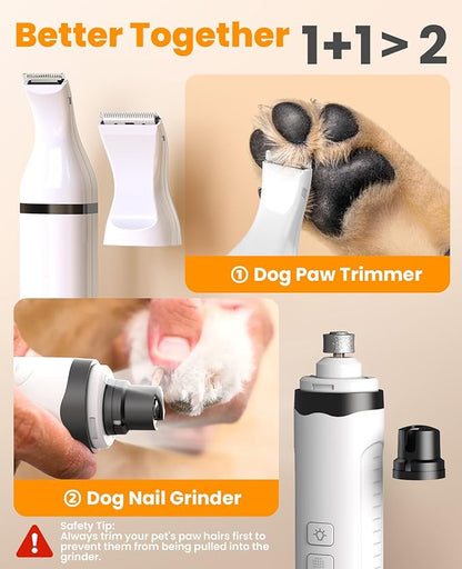 oneisall Dog Nail Grinder and Paw Trimmer Kit 3 in 1 Quiet Rechargeable - Image 2
