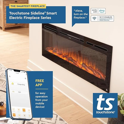 Touchstone Smart Electric Fireplace-The Sideline 60" Wide-in Wall Recessed - Image 7