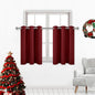 DWCN Burgundy Red Christmas Curtains Tiers，Short Basement Kitchen Curtains by DWCN