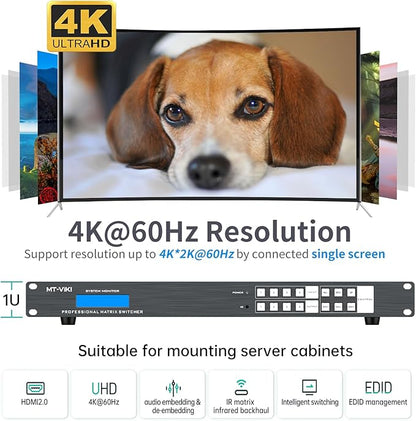 MT-VIKI 4K HDMI Matrix Extender 4x4 4K60Hz 4:4:4 Over CAT6/7/8 Cable, Matrix - Image 5