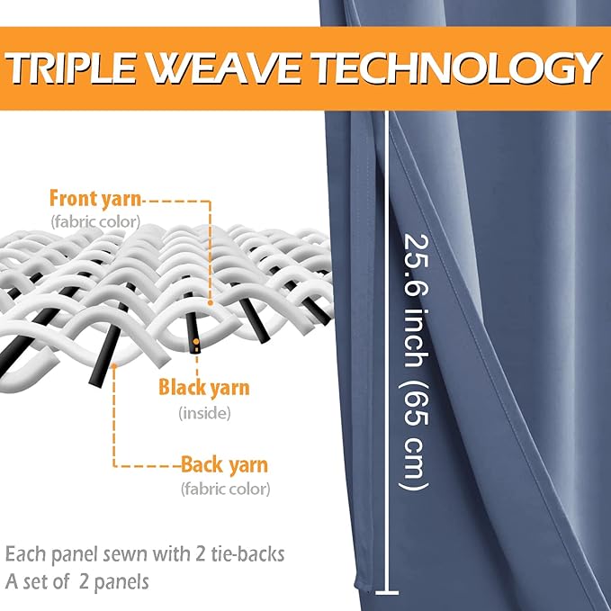 Hiasan Blackout Curtains for Bedroom, 52 x 84 Inches Long - Image 4