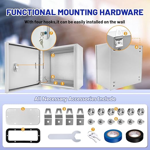 Outdoor Electrical Box 16 x 16 x 8”D NEMA 4X Enclosure Steel Box, Waterproof & - Image 5