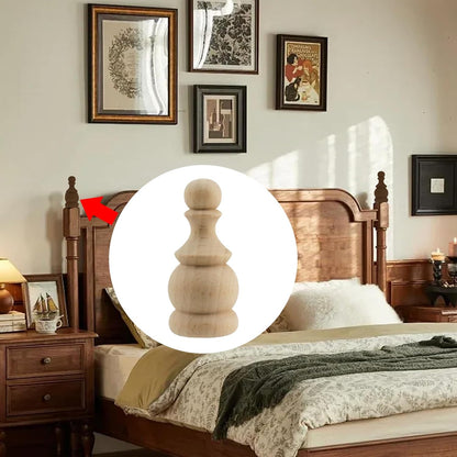 4 Pcs Wood Finials Unfinished Wood Craft Finials | Decorative Finials for Curtain Rod Wood Dowel Rod Finials for Cabinet Decor, 1.4x3.0 Inch