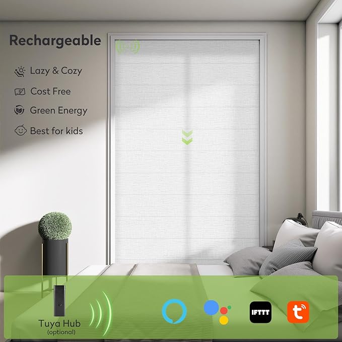 ZSTARR Smart Roman Shades Rechargeable Motorized Blinds - Image 4