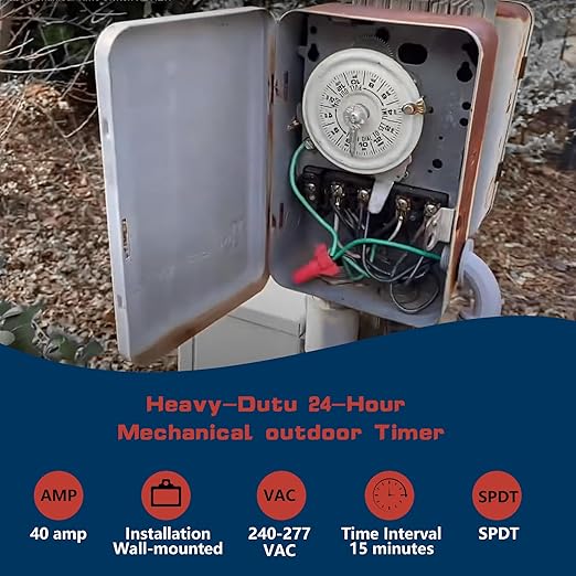 T104M Mechanical Time Switch, 208-277 VAC 5HP 40A DPST Timer Switch, Versatile - Image 5
